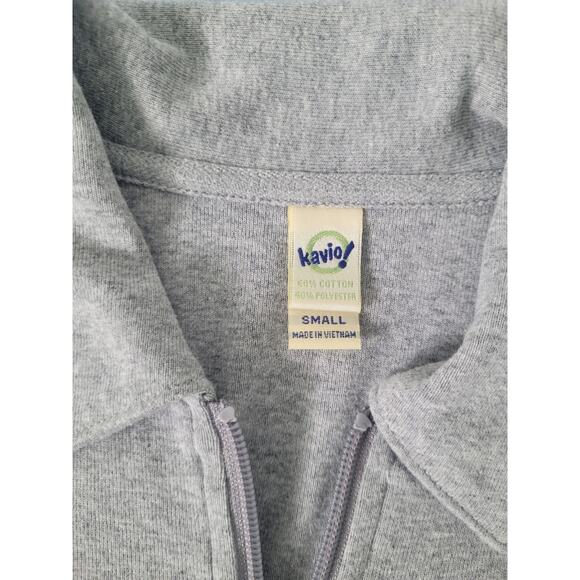 Vintage Y2k Kavio Zip Up Collared Fitted Sweater Sz S Gray Preppy Twee Academia - Picture 3 of 6